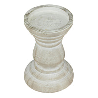 Stonebriar Tabletop 6" Coastal Wood Pillar Candle Holder, Off-White EasyOptionXY LLC