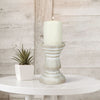 Stonebriar Tabletop 6" Coastal Wood Pillar Candle Holder, Off-White EasyOptionXY LLC