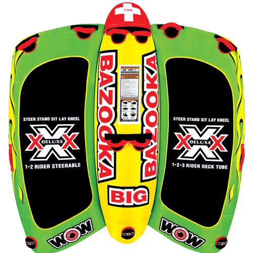 WOW Sports Big Bazooka 1-4 Person Steerable Towable Water Tube For Pool and Lake Jupiter Gear