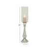 DecMode Silver Glass Handmade Turned Style Pillar Hurricane Lamp with Faux Mercury Glass Finish EasyOptionXY LLC