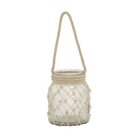 DecMode Clear Glass Decorative Candle Lantern with Rope Handle EasyOptionXY LLC