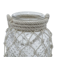 DecMode Clear Glass Decorative Candle Lantern with Rope Handle EasyOptionXY LLC