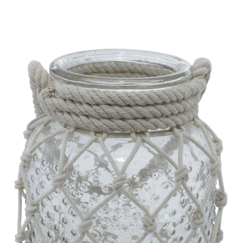 DecMode Clear Glass Decorative Candle Lantern with Rope Handle EasyOptionXY LLC