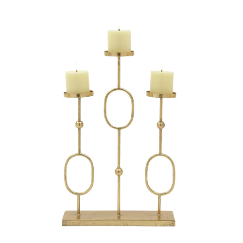 CosmoLiving by Cosmopolitan 3 Holder Gold Metal Candelabra EasyOptionXY LLC