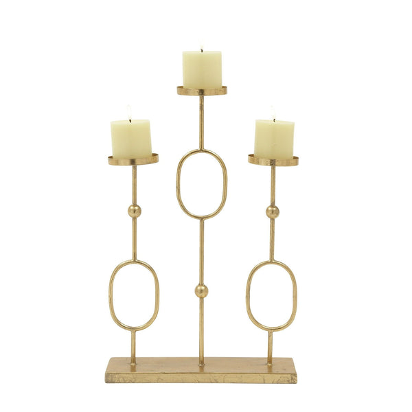 CosmoLiving by Cosmopolitan 3 Holder Gold Metal Candelabra EasyOptionXY LLC
