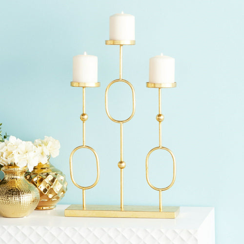 CosmoLiving by Cosmopolitan 3 Holder Gold Metal Candelabra EasyOptionXY LLC