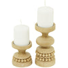 The Novogratz 2 Candle Brown Wood Beaded Pillar Candle Holder, Set of 2 EasyOptionXY LLC