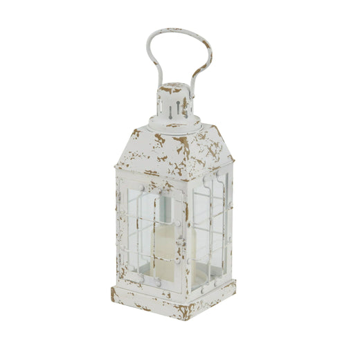 DecMode 7"W, 14"H Vintage Lantern, White, 1 - Piece EasyOptionXY LLC