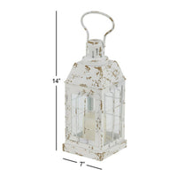 DecMode 7"W, 14"H Vintage Lantern, White, 1 - Piece EasyOptionXY LLC