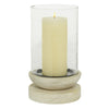 DecMode Cream Wood Single Candle Hurricane Lamp EasyOptionXY LLC