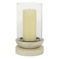 DecMode Cream Wood Single Candle Hurricane Lamp EasyOptionXY LLC