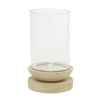 DecMode Cream Wood Single Candle Hurricane Lamp EasyOptionXY LLC