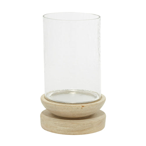 DecMode Cream Wood Single Candle Hurricane Lamp EasyOptionXY LLC