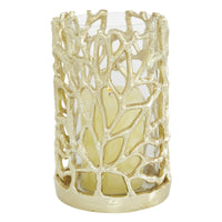 DecMode Gold Aluminum Decorative Candle Lantern with Coral Pattern EasyOptionXY LLC