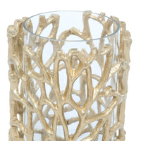 DecMode Gold Aluminum Decorative Candle Lantern with Coral Pattern EasyOptionXY LLC