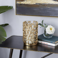 DecMode Gold Aluminum Decorative Candle Lantern with Coral Pattern EasyOptionXY LLC