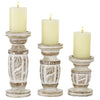 DecMode White Wash Wood Country Cottage Candle Holder Set of 3-Pieces, 6", 8",10"H EasyOptionXY LLC