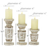 DecMode White Wash Wood Country Cottage Candle Holder Set of 3-Pieces, 6", 8",10"H EasyOptionXY LLC