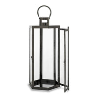 Brianna Stainless Steel Outdoor 23" Lantern, Black EasyOptionXY LLC