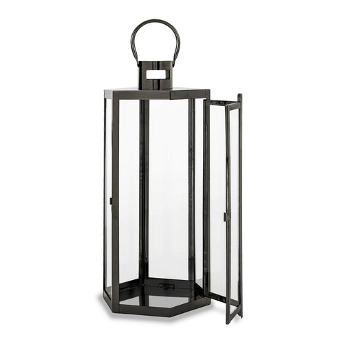 Brianna Stainless Steel Outdoor 23" Lantern, Black EasyOptionXY LLC