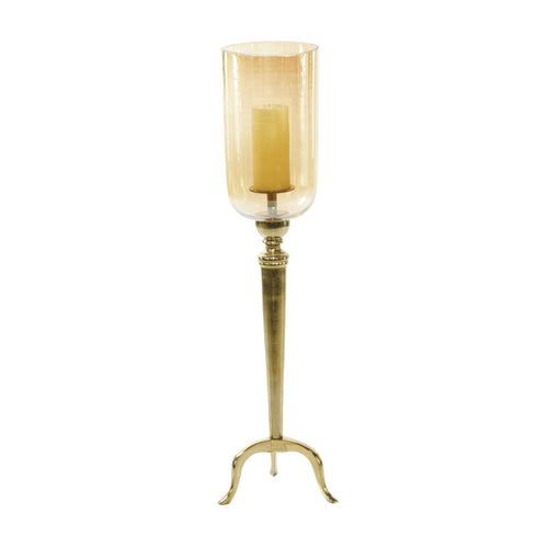 DecMode Gold Aluminum Single Candle Hurricane Lamp EasyOptionXY LLC