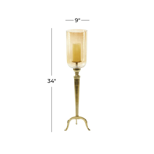 DecMode Gold Aluminum Single Candle Hurricane Lamp EasyOptionXY LLC