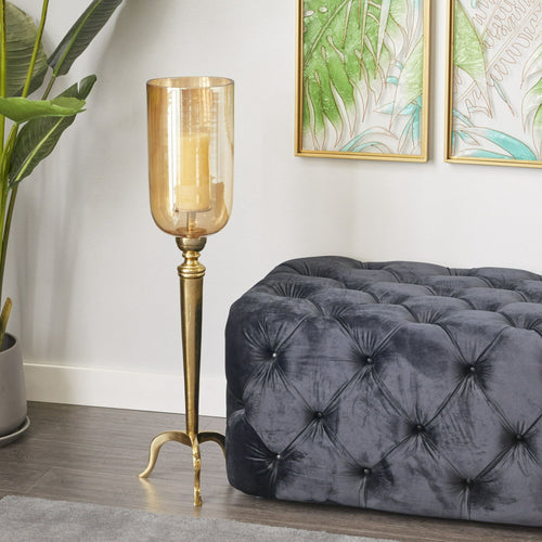 DecMode Gold Aluminum Single Candle Hurricane Lamp EasyOptionXY LLC