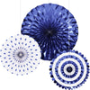Way to Celebrate! Cobalt Blue Paper Fan Set for Party, 3 Ct., Blue, Paper EasyOptionXY LLC