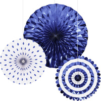 Way to Celebrate! Cobalt Blue Paper Fan Set for Party, 3 Ct., Blue, Paper EasyOptionXY LLC