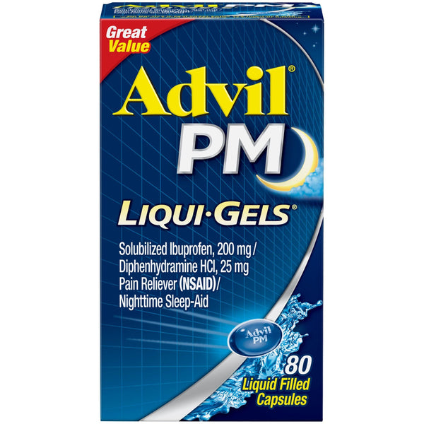 Advil PM Liqui-Gels Pain and Headache Reliever Ibuprofen Capsules; 80 Count EasyOptionXY LLC