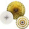 Way to Celebrate Gold and White Paper Foil Fans, 3ct , Adult Party Decorations EasyOptionXY LLC