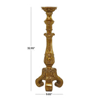 DecMode Gold Polystone Handmade Pillar Candle Holder EasyOptionXY LLC