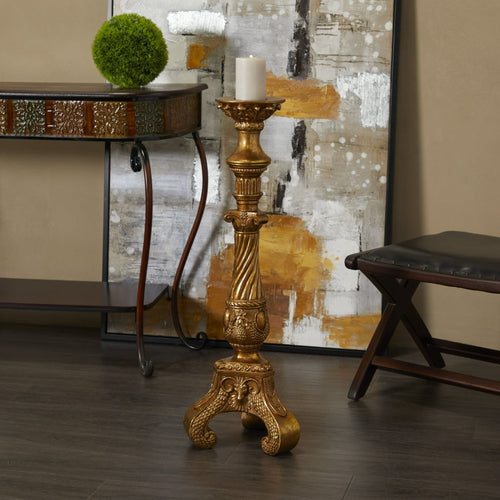 DecMode Gold Polystone Handmade Pillar Candle Holder EasyOptionXY LLC