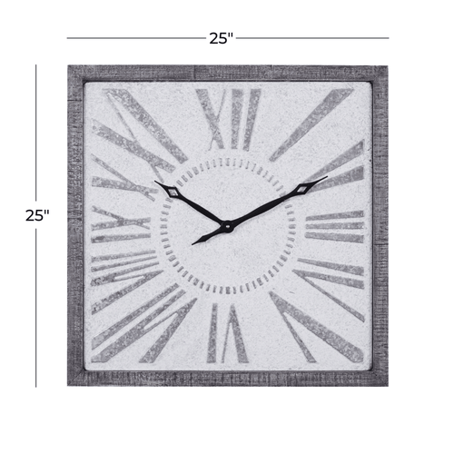 DecMode 25" Gray Metal Wall Clock EasyOptionXY LLC