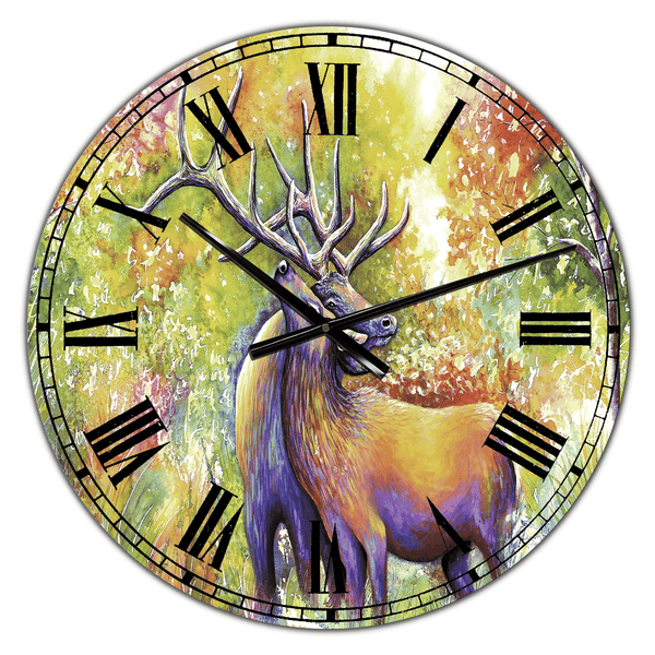 Designart 'Hugging Elk Love' Large Cottage Wall Clock(Size 23" x 23") EasyOptionXY LLC