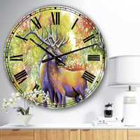Designart 'Hugging Elk Love' Large Cottage Wall Clock(Size 23" x 23") EasyOptionXY LLC