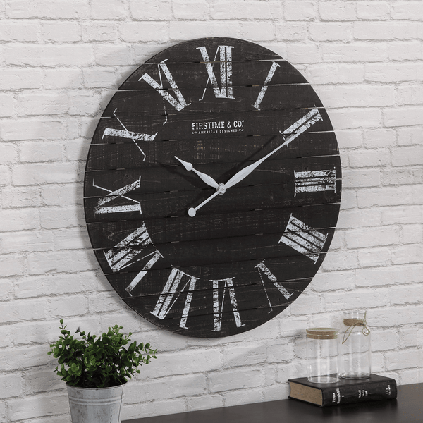 FirsTime & Co. Black Midnight Planks Wall Clock, Farmhouse, Analog, 29 x 2 x 29 in EasyOptionXY LLC