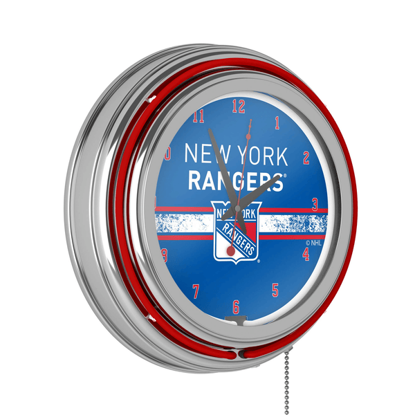NHL Chrome Double Rung Neon Clock - New York Rangers??? EasyOptionXY LLC