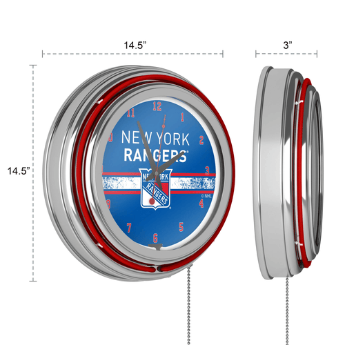 NHL Chrome Double Rung Neon Clock - New York Rangers??? EasyOptionXY LLC