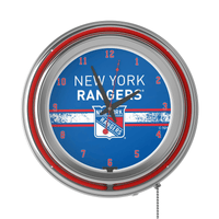 NHL Chrome Double Rung Neon Clock - New York Rangers??? EasyOptionXY LLC