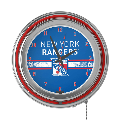 NHL Chrome Double Rung Neon Clock - New York Rangers??? EasyOptionXY LLC
