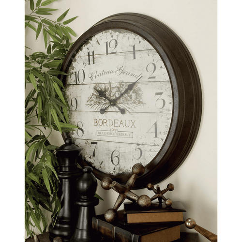 DecMode 28" Brown Metal Wall Clock with Bordeaux EasyOptionXY LLC