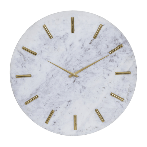CosmoLiving by Cosmopolitan 20" White Marble Wall Clock with Gold Accents EasyOptionXY LLC