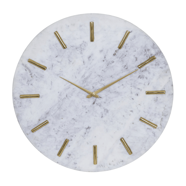 CosmoLiving by Cosmopolitan 20" White Marble Wall Clock with Gold Accents EasyOptionXY LLC