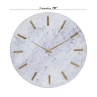 CosmoLiving by Cosmopolitan 20" White Marble Wall Clock with Gold Accents EasyOptionXY LLC