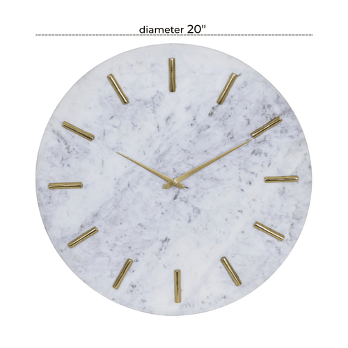CosmoLiving by Cosmopolitan 20" White Marble Wall Clock with Gold Accents EasyOptionXY LLC