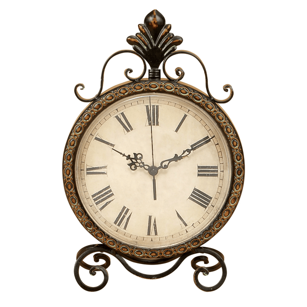 DecMode 17" Brown Metal Scroll Clock EasyOptionXY LLC