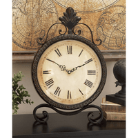 DecMode 17" Brown Metal Scroll Clock EasyOptionXY LLC