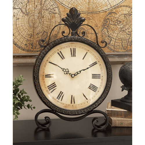 DecMode 17" Brown Metal Scroll Clock EasyOptionXY LLC