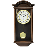 Bedford Clock Collection George 22 inch Chestnut Brown Wood Chiming Vintage Pendulum Wall Clock EasyOptionXY LLC